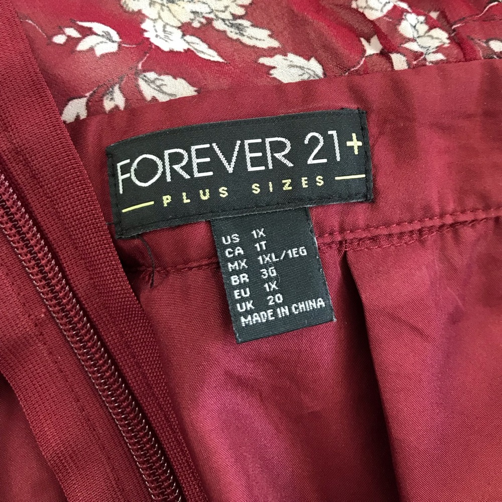 Forever 21 Maroon Floral Dress Plus Size - Picture 6 of 6